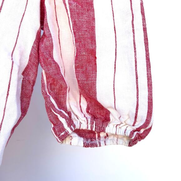 Reformation Savannah Stripe Linen Midi Wrap Dress Red White XS Cottagecore - Picture 6 of 10